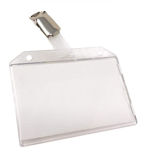 Porta badge 12 pezzi in plastica rigida trasparente con clip cartellino portabiglietti orizzontale 90x55 mm