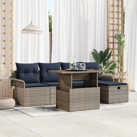 Set Divano da Giardino 6 pcs Grigio polyrattan vidaXL (1/5)