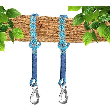 2 Pièces Corde de Hamac, 60cm Sangle de Balancoire avec Crochet, Balancoire Fixation Arbre Sangle de Suspension Corde de Suspension Hamac pour Balancoire (1/5)
