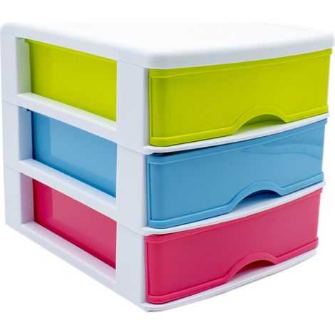 Torre de almacenamiento con 3 cajones 18 cm Multicolor (1/4)