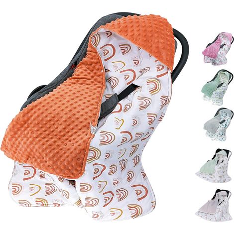 Couverture Enveloppante Hiver Bébé, Couverture Multifonction pour Bébé 90 x 90 cm, Utilisable sur Le siège Auto, de la Poussette (Automne et Hiver, Arc en Ciel)