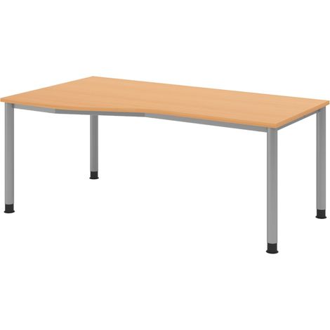 bümö Schreibtisch Serie-H Freiform: 180 x 100 cm  Buche