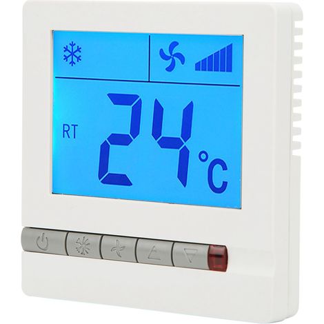 Thermostat numérique LCD avec temporisation, protection du compresseur et régulateur de température pour unité de ventilo-convecteur. (1/5)