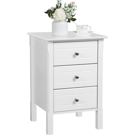 Table de chevet en MDF avec 3 tiroirs – Dimensions 40 x 40 x 60 cm – Finition peinture pulvérisée – Pour salon ou chambre