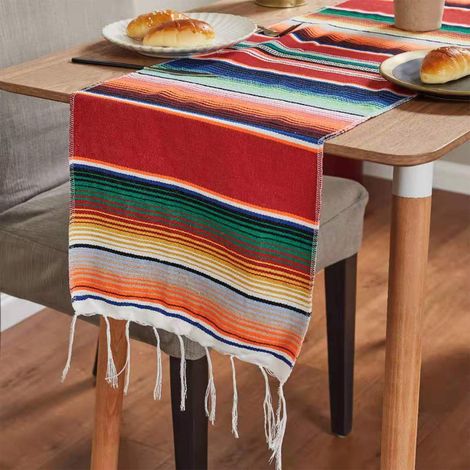 Nappe De Table - Nappe De Décoration Longue 215x13 Cm - Couverture Multifonctionnelle En Coton - Pour Intérieur Extérieur Pique-Nique Camping Bureau École - 1 Pièce (1/5)