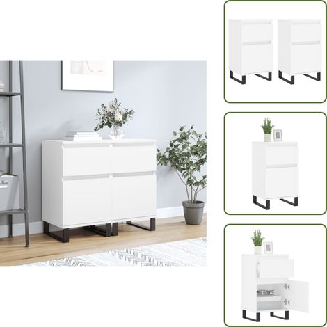 Buffets 2 pcs blanc 40x35x70 cm bois d’ingénierie - Buffet - Armoire - Meuble De Rangement - Mobilier - Cuisine