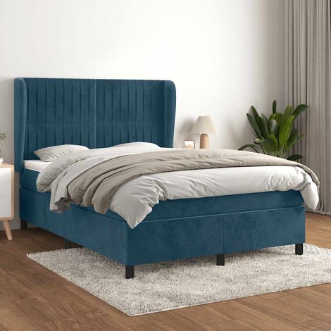 Boxspringbett mit Matratze Dunkelblau 140x190 cm Samt (1/5)