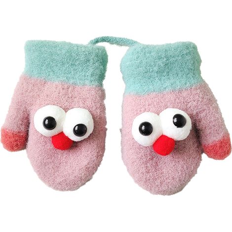 Moufles pour tout-petits avec cordon, gants d'hiver chauds et extensibles à doigts complets (1/5)