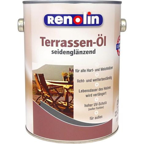 2,5 Liter Renolin Terrassen-Öl für Weich-/ Hartholz wetterbeständig 22-25m² - Bangkirai