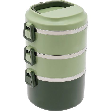 Fiambrera de 3 niveles, isotérmica, verde, 3, 3 (1/2)