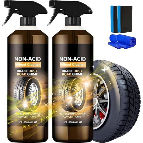 Kit per la pulizia dei cerchi: 2 flaconi di liquido da 120 ml, panno in spugna (1/2)