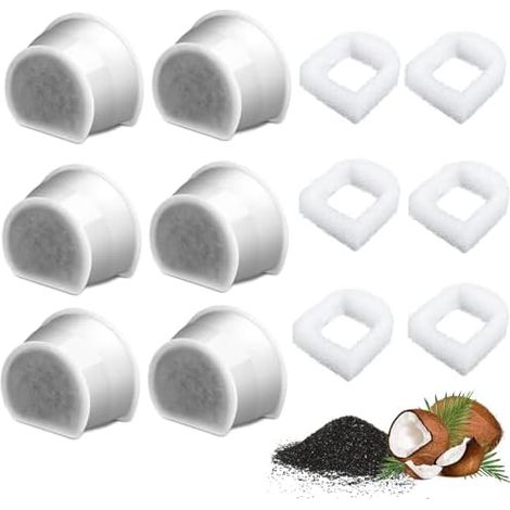 Lot de 6 Filtres Rechange Drinkwell Ceramique, Charbon Actif, Chien, Chat, 3 Etages, PP Coton, Eau (1/5)