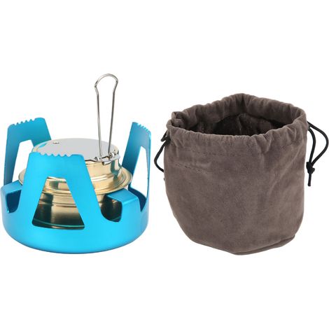 Réchaud de camping portable mini brûleur à alcool pour randonnée sac à dos pique-nique extérieur bleu (1/5)