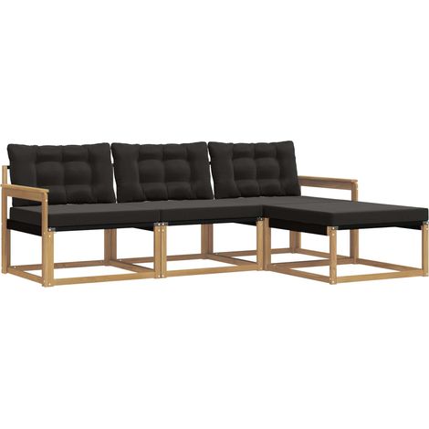 Conjunto de sofás de exterior 4 uds. Blanco y Negro vidaXL (1/5)