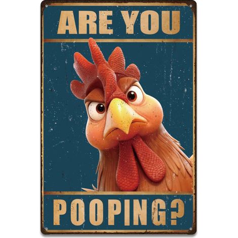 Plaque Metal Vintage Poule Aux Toilettes Plaque Metal Decorative Vintage Intérieur Extérieur Affiche Vintage 20x30 cm Cadeaux Pour Salle De Bain WC (1/5)