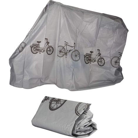 Housse de protection pour vélo en polyéthylène – 200 x 110 cm – résistante aux déchirures, robuste et de couleur gris argenté. (1/5)