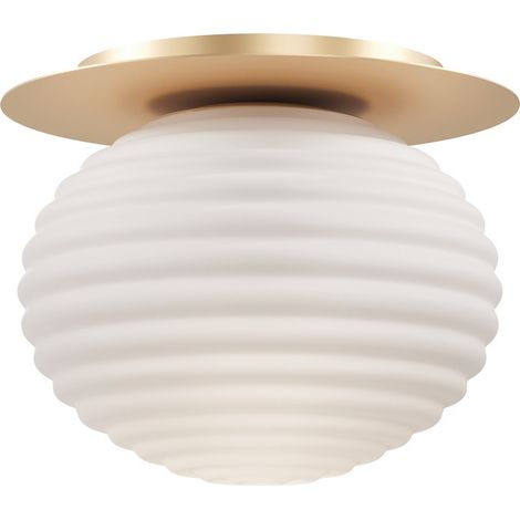 Maytoni Reels Plafonnier Globe Moderne Doré 1xE27 Abat-jour Blanc (1/2)