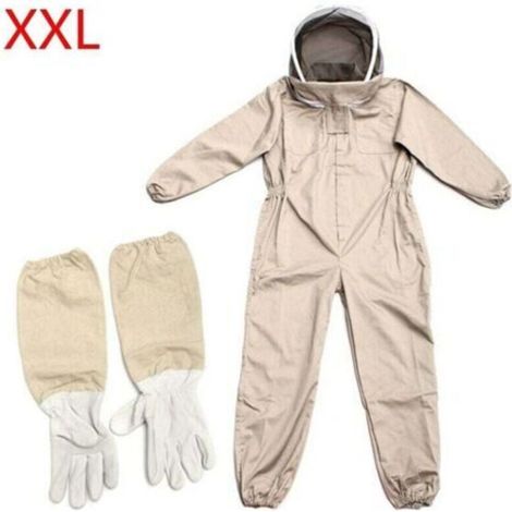 Beekeeping Suit - Beekeeping Clothing - Full Body Protection - Beginner Gloves - Coffee Color - Size XXL (1/4)
