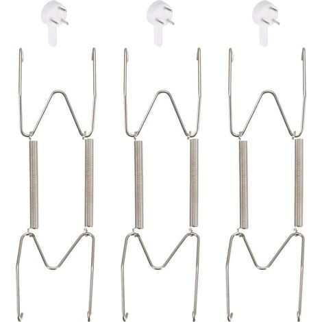 Set mit 3 unsichtbaren, 15 cm langen Edelstahl-Wandhaken für Dekoteller, silberfarben (1/5)