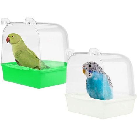 2PCS Baignoire pour Oiseaux,Baignoire Bird Bain D'oiseau Cage Baignoire Oiseaux Baignoire Suspendue avec Crochets Fournitures de Cage à Oiseaux pour Oiseaux Canaries Budgies et Perroquet (1/5)