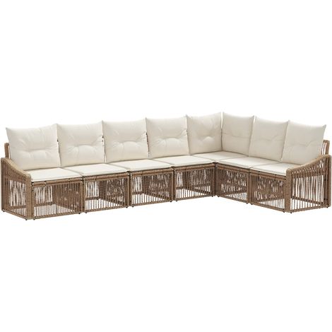 Gartensofa-set 7 pcs Beige Poly-Rattan vidaXL