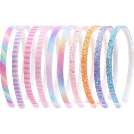 10 Stück Bandeaux à Paillette Serre Tete Fille en Plastique avec Confettis arc-en-ciel Accessoires Antidérapants Épais pour Cheveux Quotidien pour Petites Filles (1/5)