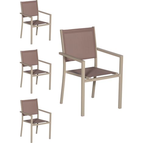 Set di 4 sedie in alluminio tortora - textilene tortora