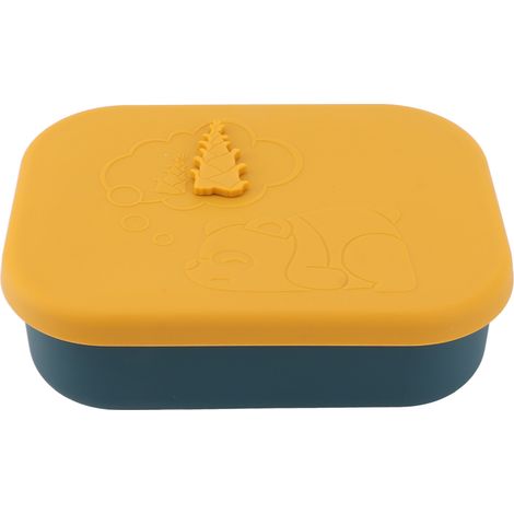 Boîte Bento Rectangulaire en Silicone Anti-Fuite avec 3 Compartiments pour Enfants et Adultes Jaune (1/5)