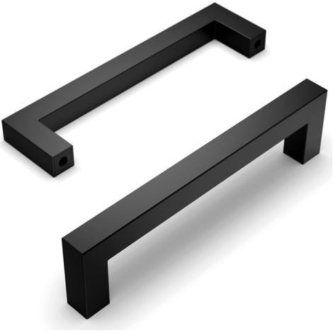 Set mit 10 schwarzen Griffen für Küchenmöbel, 128 mm Mittenabstand. (1/5)