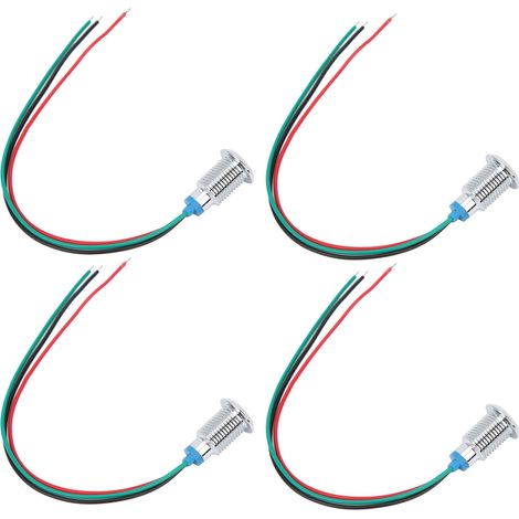 Jeu de 4 voyants LED ronds 10mm bicolores rouge/vert, anode commune, pré-câblés 110-220V, indicateurs lumineux miniatures (1/5)