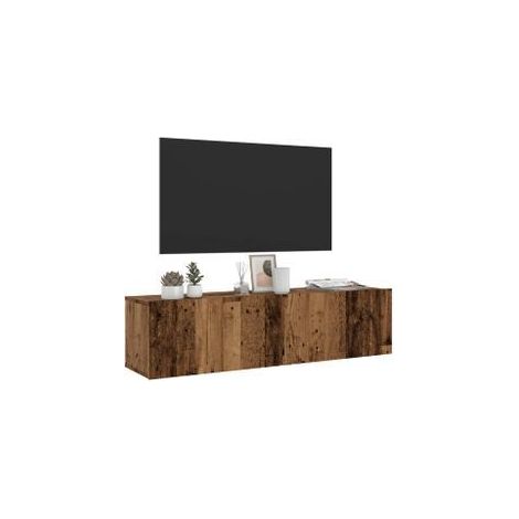 Meuble TV mural vieux bois 120x30x30 bois d'ingénierie (1/5)