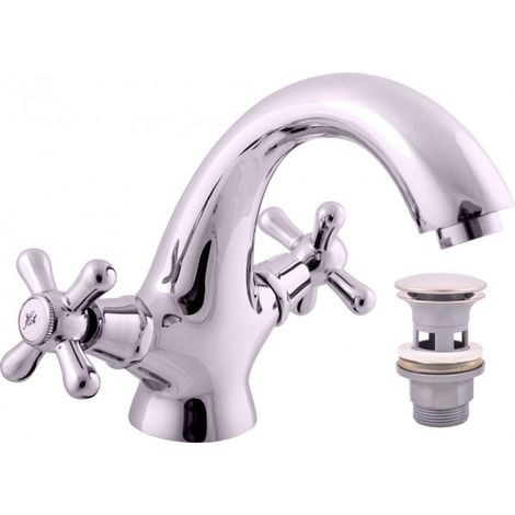 Mélangeur lavabo MORAVA en laiton chromé avec pop up (1/5)