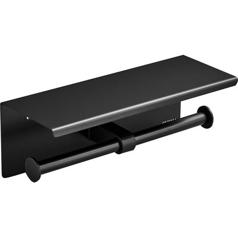 Porte-papier toilette avec étagères, double porte-papier toilette, porte-essuie-tout en acier inoxydable SUS304 (noir) (1/5)