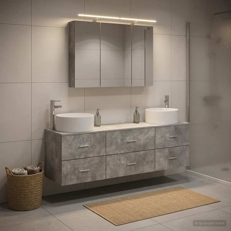 vidaXL Juego de muebles de baño 4 uds. Gris Hormigón (1/5)