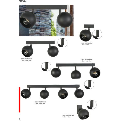 Plafonnier industriel style loft, noir, Nava 13-642