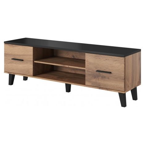 Meuble TV style chêne et noir mat 160cm Colin (1/4)