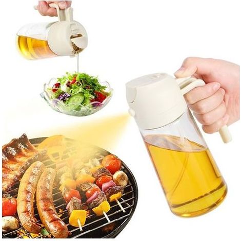 YUIT-Pulvérisateur d'huile de cuisine 470 ml, bouteille distributrice d'huile d'olive 2 en 1 en verre haute qualité, vaporisateur et verseur pour cuisine, cuisson, salade et barbecue (1/5)