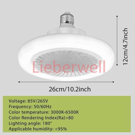 Ventilateur plafond avec Lumière, Lampe E27 Ventilateurs De Plafond Fermés Silencieux 30W, Ventilateur Mural Portable, pour 10,15㎡ (1/4)