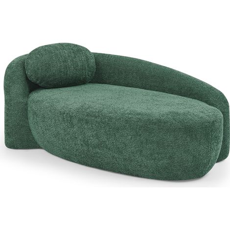 Divano Dritto in Teddy, Cuscino Poggiatesta, Seduta Imbottita, Design Arrotondato, Verde (1/5)