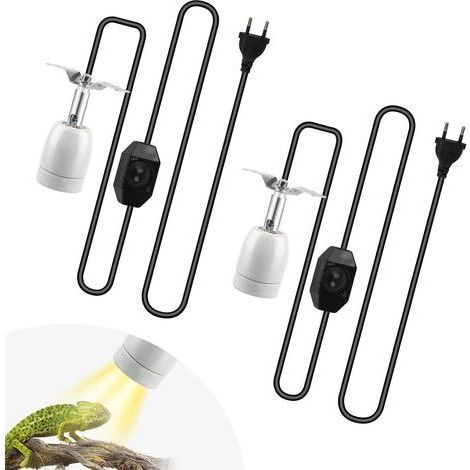 2 Douille E27 Porcelaine Câble 1,8m Interrupteur Pivotant 180° Pour Terrarium Reptile (1/5)