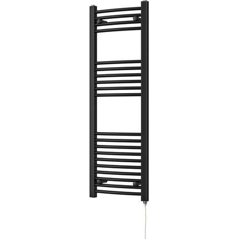Zennor - Black Electric Towel Rail H1200mm x W400mm Curved 400w Standard (1/3)