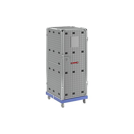 Contenedor rodante antirrobo  opaco  azul  con balda