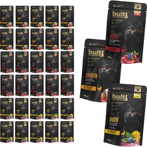 BULTI Superfood, aliments humides pour chats, mélange de saveurs, sachets de 30 x 100 g (1/4)