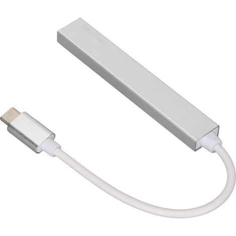 4-in-1 USB-C-Dockingstation, tragbare Mini-Dockingstation in Silber für Desktop- und Laptop-Computer. Wandelt Ihre USB-C-Speicherkarte in eine USB-2.0-Speicherkarte um. (1/5)