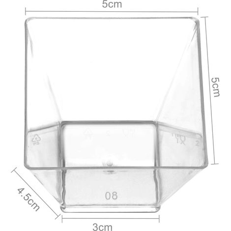 50Pcs Dessert Cups 2oz/60ml Plastic Dessert Pots Cube Cheesecake Pots Mini Square Dessert Cups Reusable Clear Dessert Pot for Desserts Pudding Mousse Party (1/4)