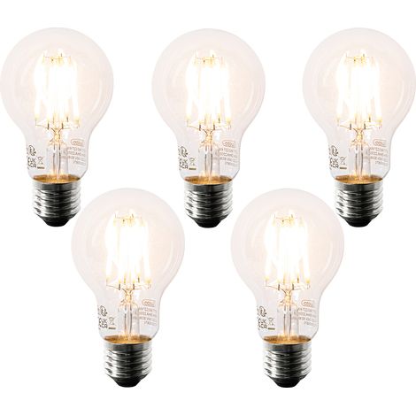 5er Set E27 LED-Glühbirnen A60 Klar 6W 630lm 2200K