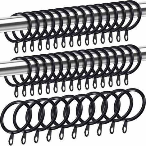 Metal curtain rings, curtain and rod hanging rings, 30mm inner diameter draped sliding eyelet rings (black, pack of 40) (1/5)