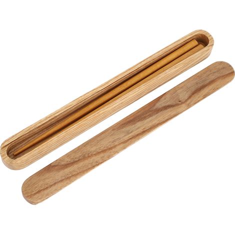Baguettes en bois, portables et écologiques, idéales pour les étudiants et les voyages. Coffret cadeau en bois d'hévéa clair. (1/5)