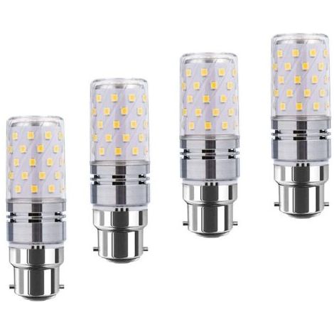 LED B22 de maïs Bulbs12W, 100W Incandescent équivalent, 1200lm, blanc chaud 3000K ampoules Chandelier, Bougie décorative Culot B22, lampe LED non graduables, Pack 4 [Classe énergétique A+] (1/4)