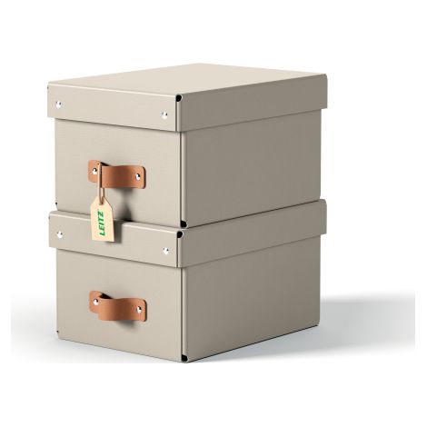 PACK 2 CAJAS DE ALMACENAMIENTO CARTÓN PEQUEÑA COLOR BEIGE LEITZ 61470012